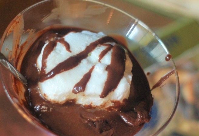 Chocolate floating island