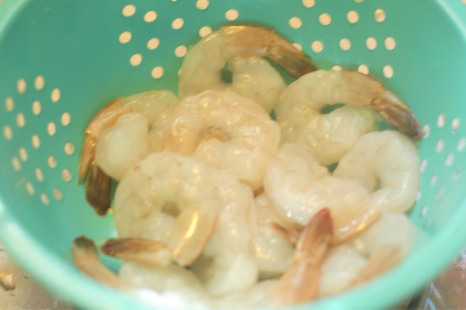 Shrimp in colander